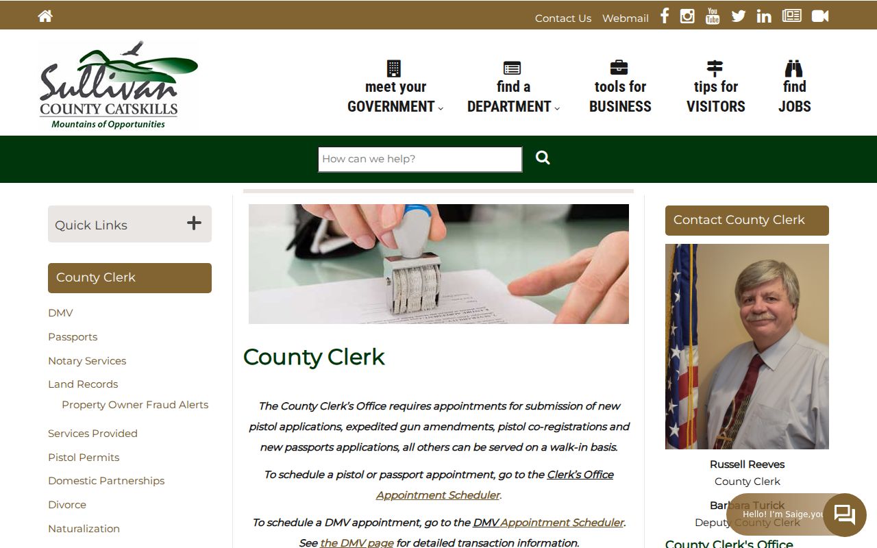 Sullivan County criminal record access through the County Clerk