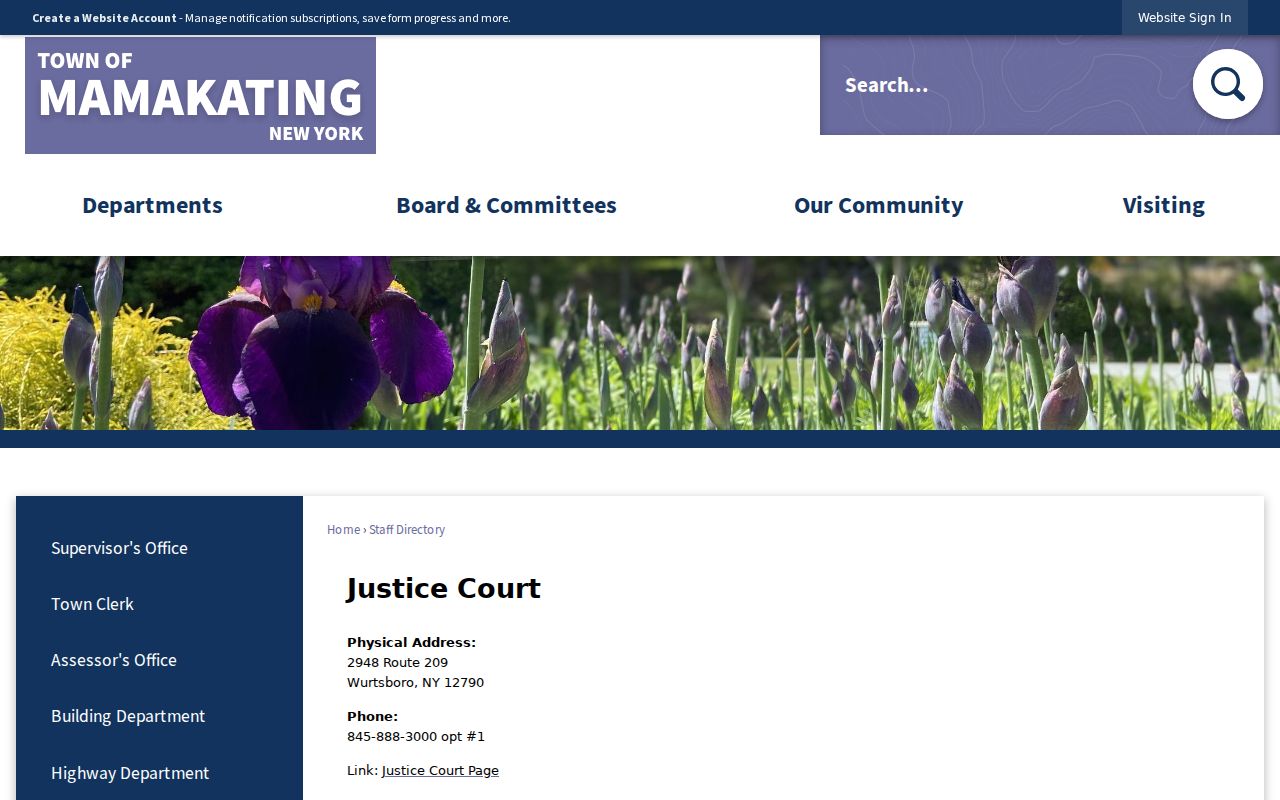 Wurtsboro criminal court records in the Mamakating Justice Court directory
